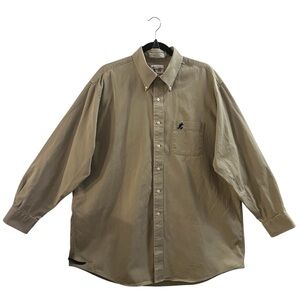 DISNEY WORLD SHIRT, Men’s XL, Tan Long Sleeve Button Up, Mickey Mouse on Pocket.
